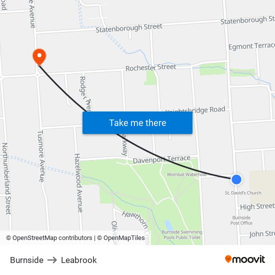 Burnside to Leabrook map