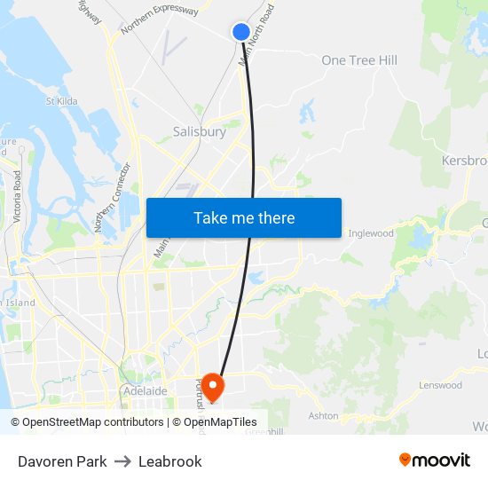 Davoren Park to Leabrook map