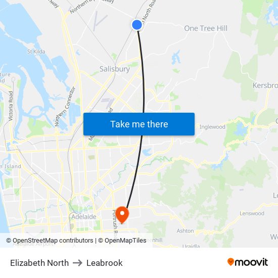 Elizabeth North to Leabrook map