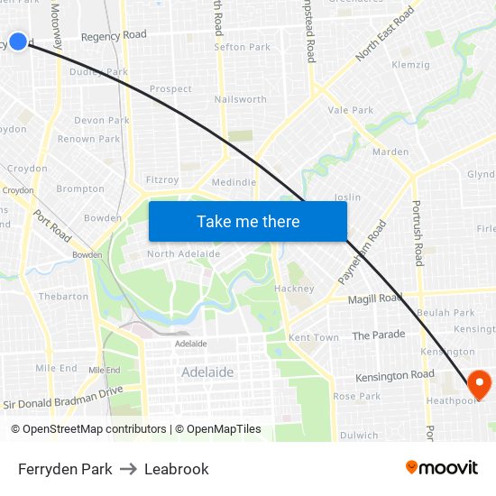 Ferryden Park to Leabrook map