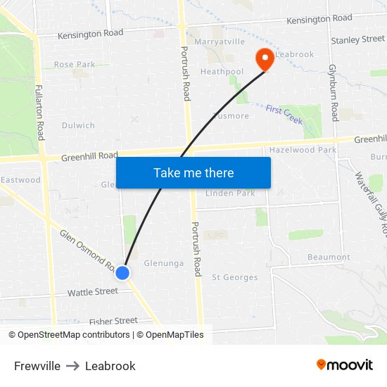 Frewville to Leabrook map