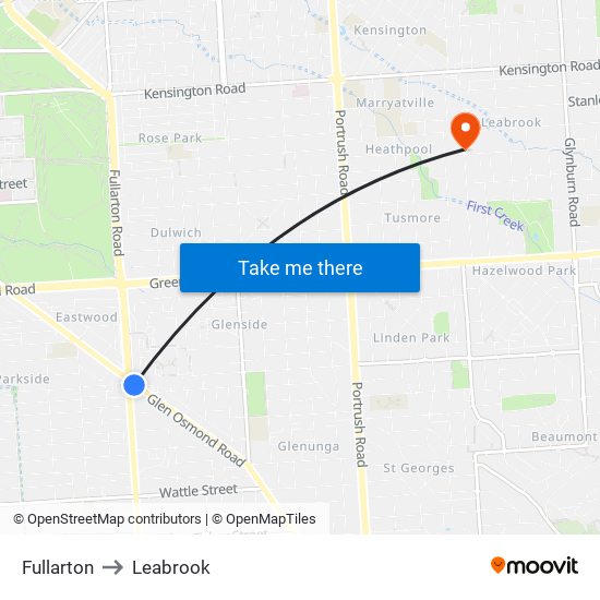 Fullarton to Leabrook map