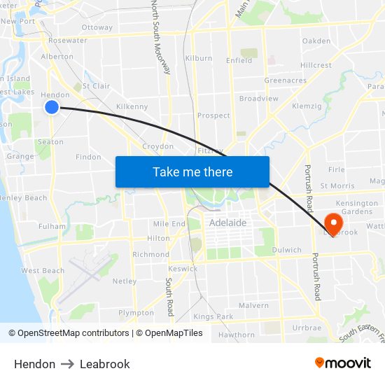 Hendon to Leabrook map