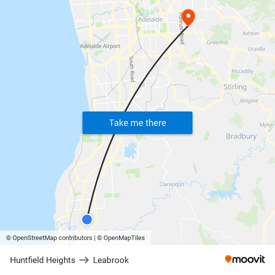 Huntfield Heights to Leabrook map