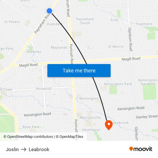 Joslin to Leabrook map