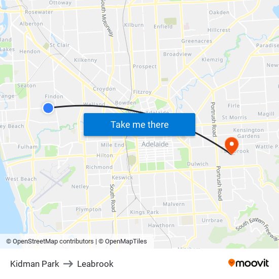 Kidman Park to Leabrook map