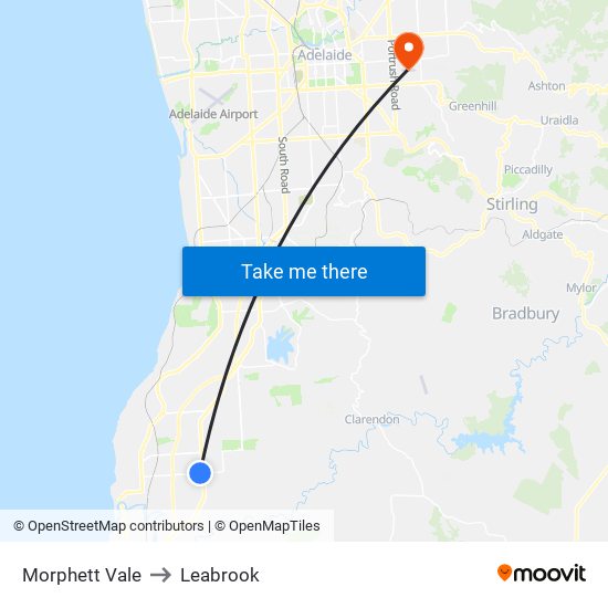 Morphett Vale to Leabrook map