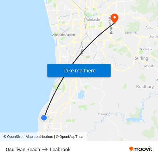 Osullivan Beach to Leabrook map