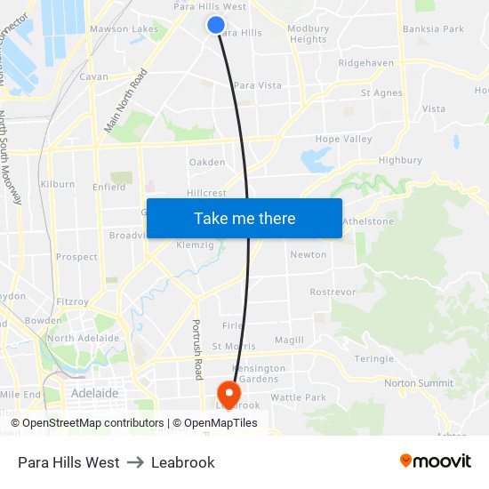 Para Hills West to Leabrook map
