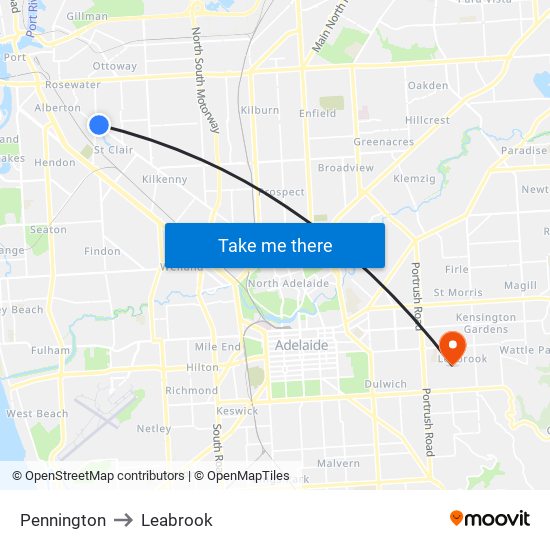 Pennington to Leabrook map