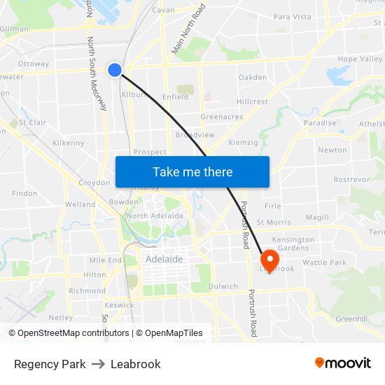 Regency Park to Leabrook map