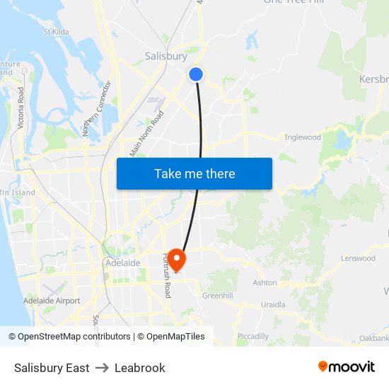Salisbury East to Leabrook map