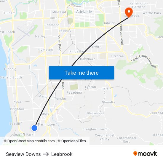 Seaview Downs to Leabrook map