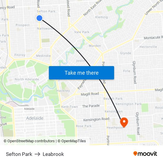 Sefton Park to Leabrook map