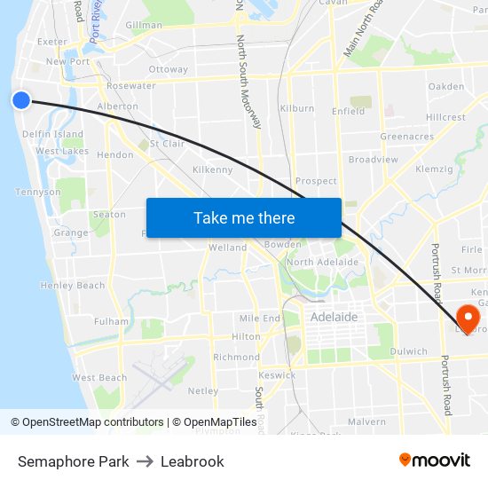 Semaphore Park to Leabrook map