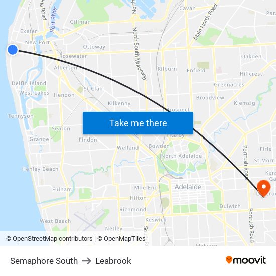 Semaphore South to Leabrook map