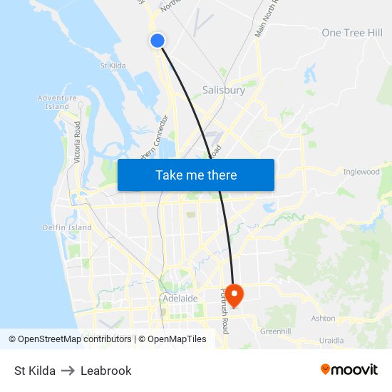 St Kilda to Leabrook map