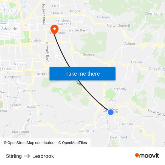 Stirling to Leabrook map