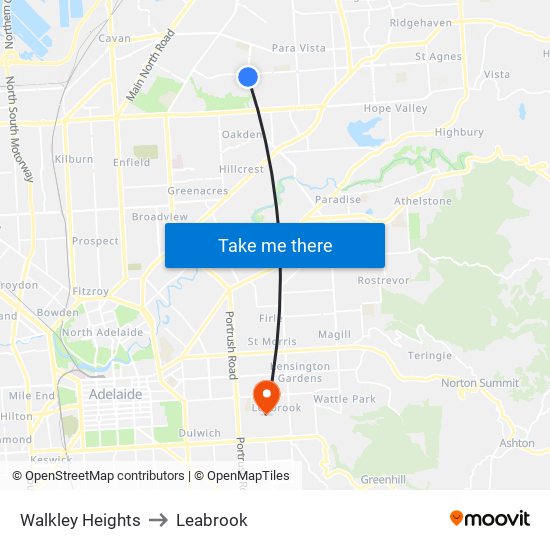 Walkley Heights to Leabrook map