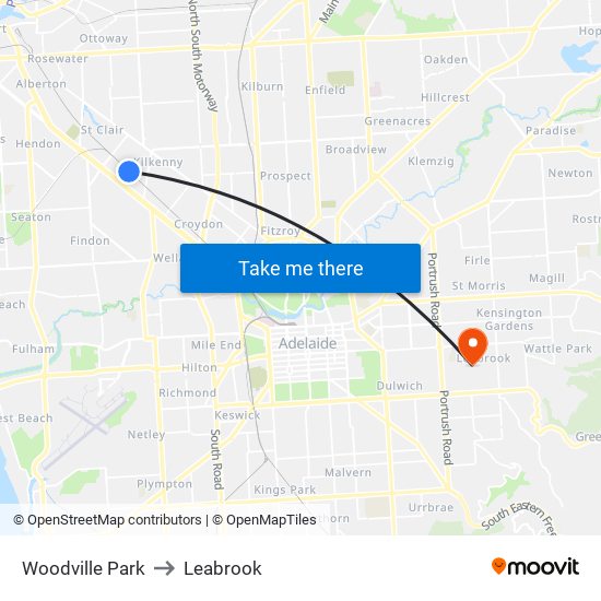 Woodville Park to Leabrook map