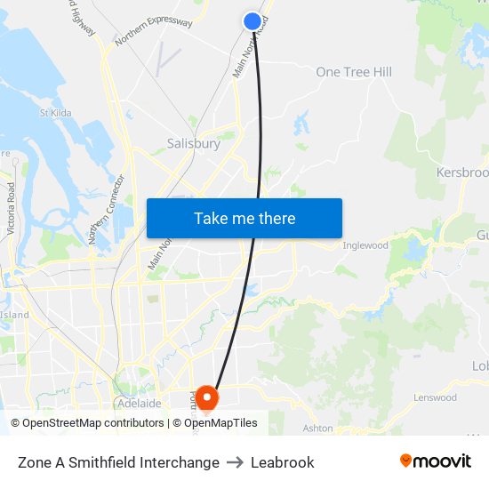 Zone A Smithfield Interchange to Leabrook map