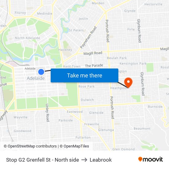 Stop G2 Grenfell St - North side to Leabrook map