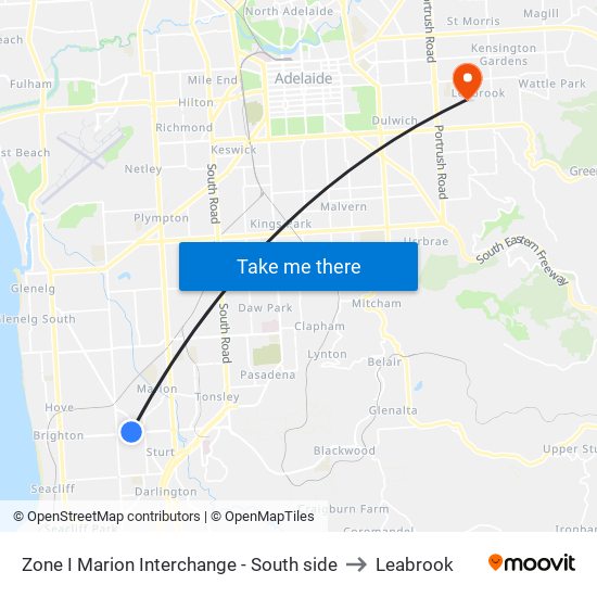 Zone I Marion Interchange - South side to Leabrook map