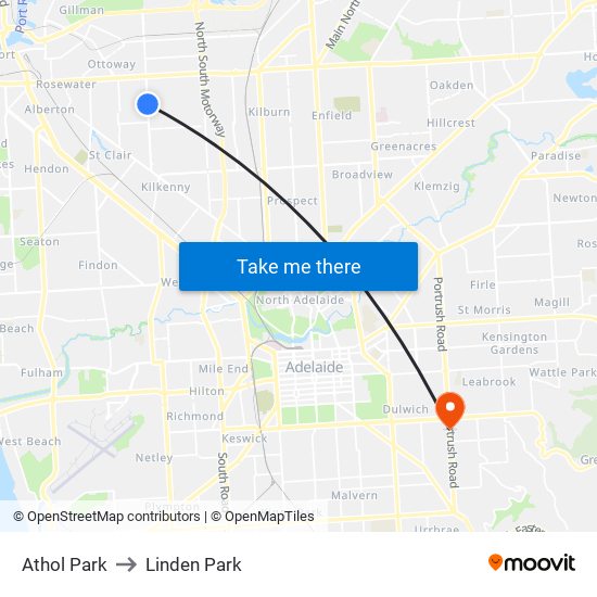 Athol Park to Linden Park map