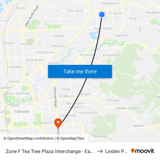 Zone F Tea Tree Plaza Interchange - East side to Linden Park map