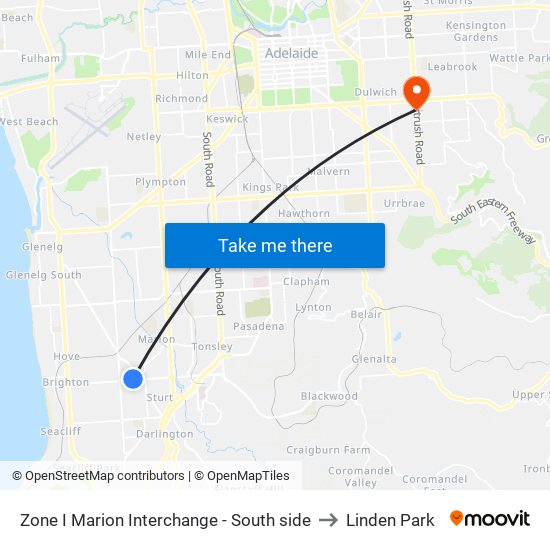 Zone I Marion Interchange - South side to Linden Park map