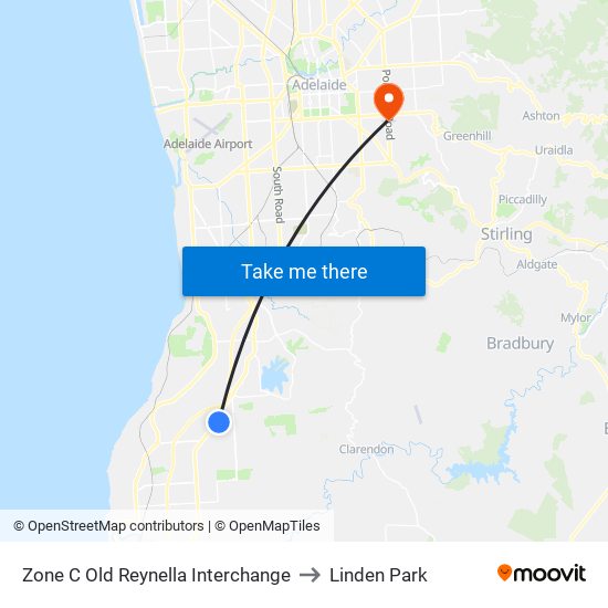 Zone C Old Reynella Interchange to Linden Park map