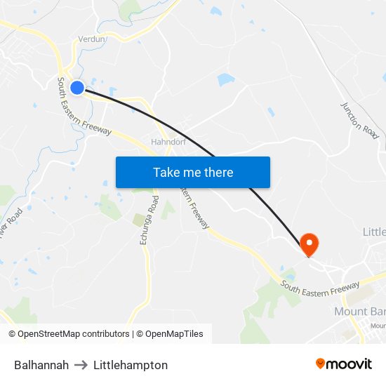 Balhannah to Littlehampton map