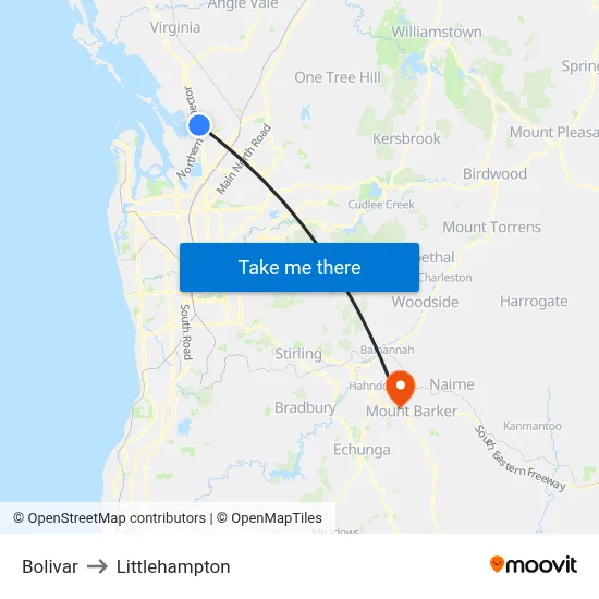 Bolivar to Littlehampton map