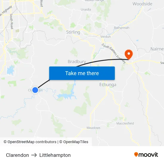 Clarendon to Littlehampton map