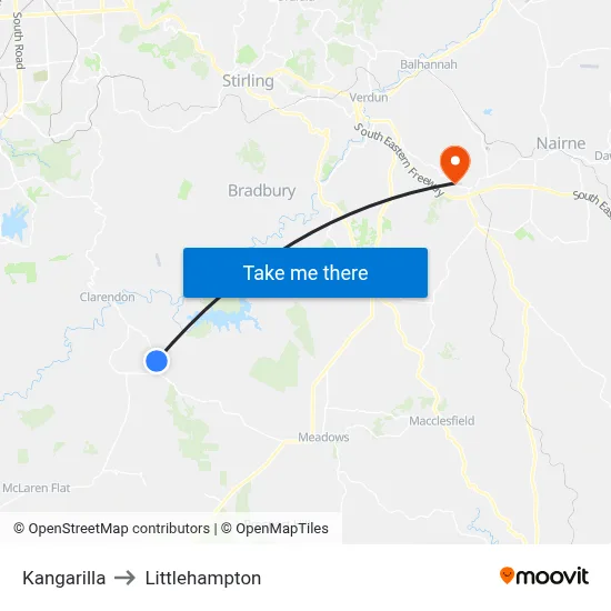 Kangarilla to Littlehampton map