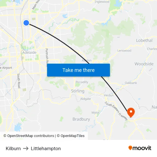 Kilburn to Littlehampton map