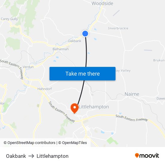 Oakbank to Littlehampton map