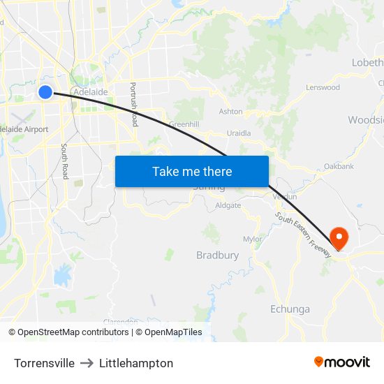 Torrensville to Littlehampton map