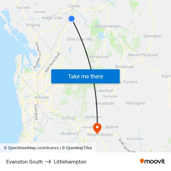 Evanston South to Littlehampton map