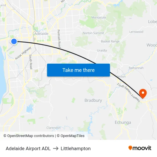 Adelaide Airport ADL to Littlehampton map