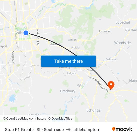 Stop R1 Grenfell St - South side to Littlehampton map