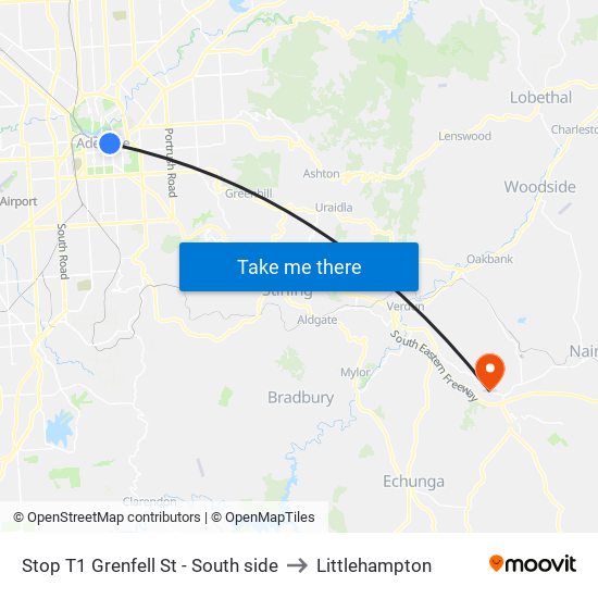 Stop T1 Grenfell St - South side to Littlehampton map