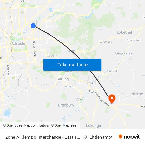 Zone A Klemzig Interchange - East side to Littlehampton map