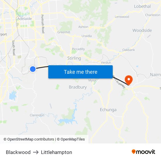 Blackwood to Littlehampton map