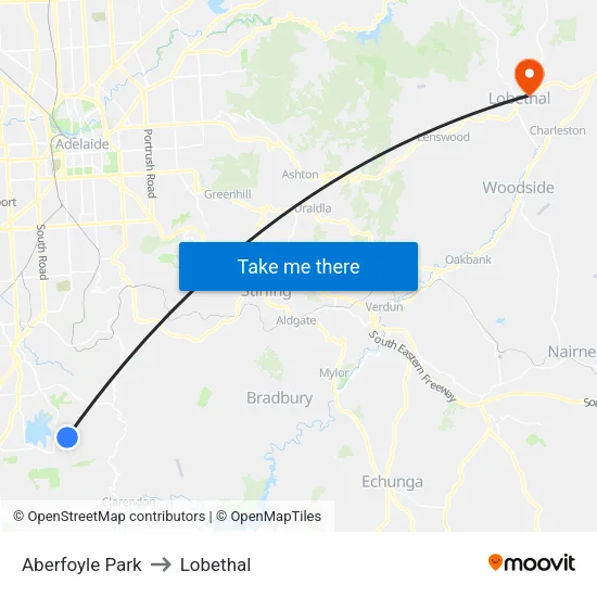 Aberfoyle Park to Lobethal map