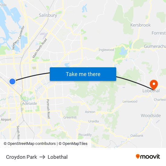 Croydon Park to Lobethal map