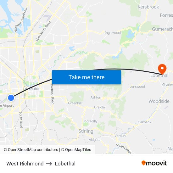 West Richmond to Lobethal map