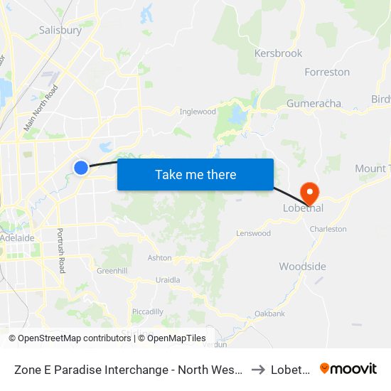 Zone E Paradise Interchange - North West side to Lobethal map