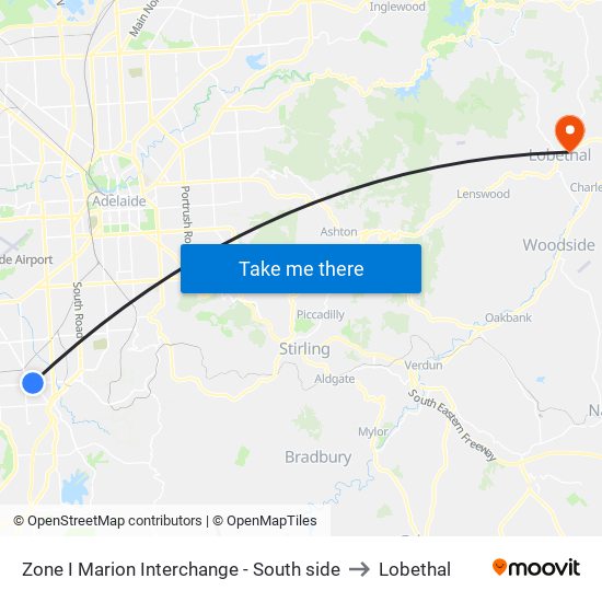 Zone I Marion Interchange - South side to Lobethal map