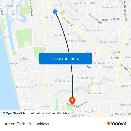 Albert Park to Lockleys map